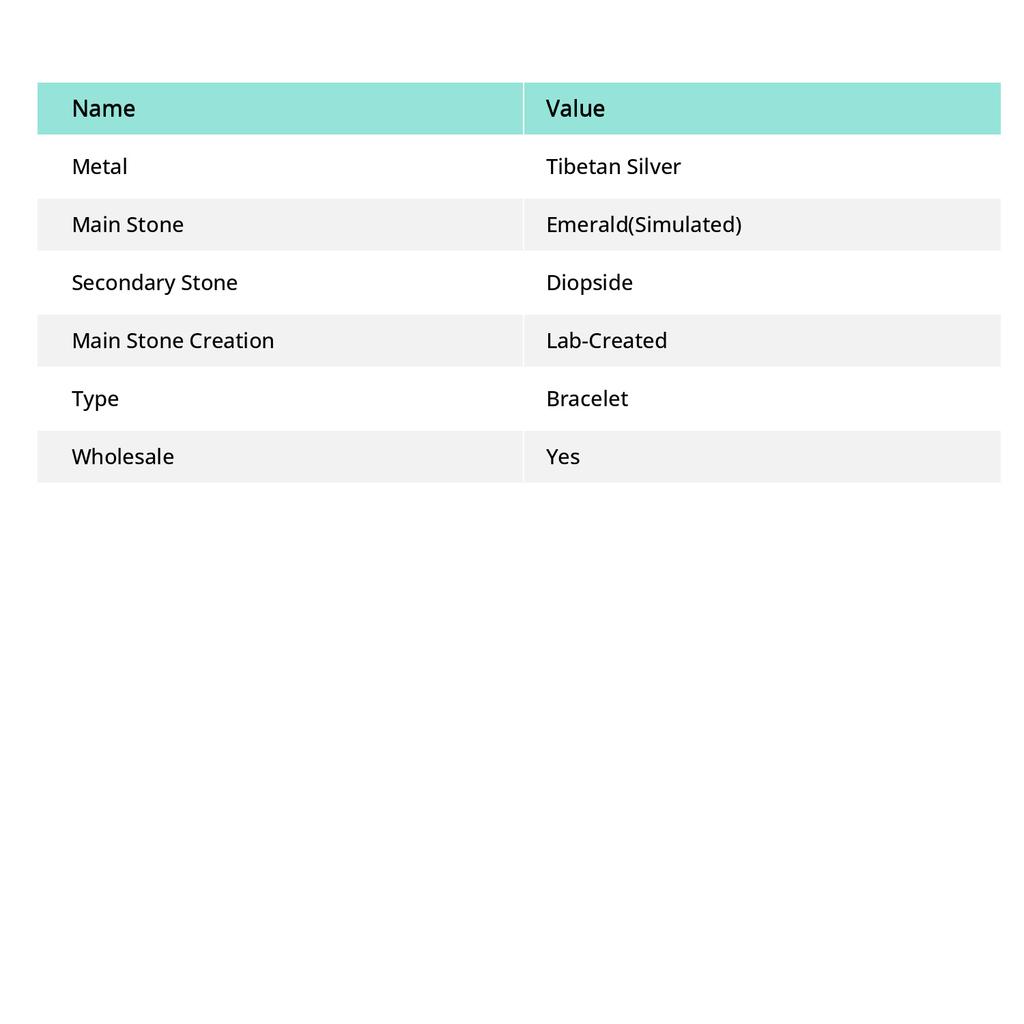 Браслет из серебра 925 пробы с натуральным изумрудом и диопсидом 7-8 дюймов h6V87