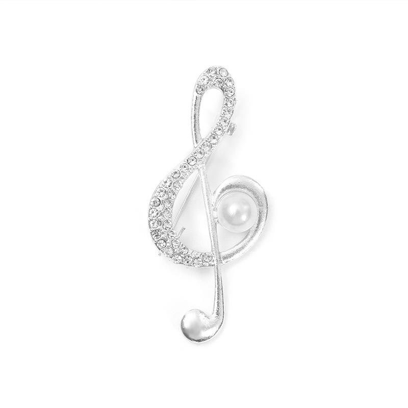 Мода Креативная Музыкальная Нота Корсаж Легкая Роскошь Брошь Булавка Полный Страз Аксессуары для Одежды Для Женщин Костюм Блестящие Ювелирные Изделия