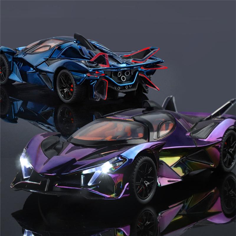 1/24 Apollo Project EVO Модель спортивного автомобиля из сплава Литые металлические Гальванизированные Гоночные автомобили Модель транспортных средств Звук Свет Детская игрушка Подарок