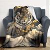 1pc Tiger Art Print Soft & Warm Polyester Knit Blanket, Digital Printed, All-Season Throw for Napping, Traveling, Sofa yy250906045