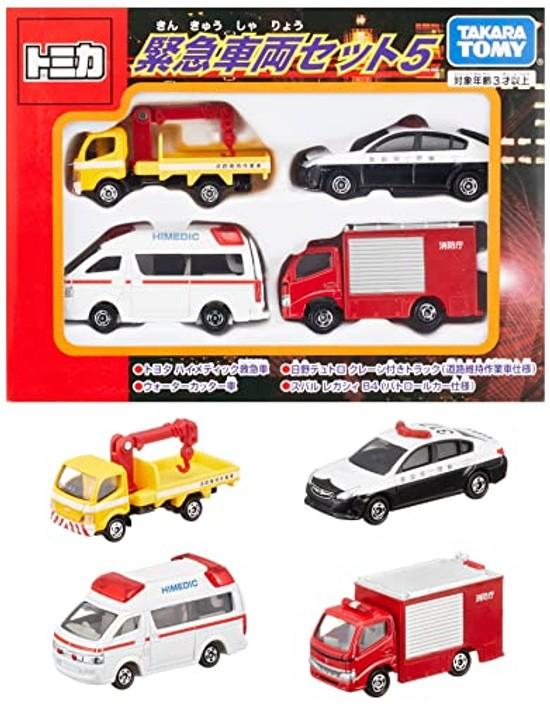 Takara Tomy Tomica Набор аварийных машин 5 миниатюрных машинок подходит для детей от 3 лет соответствует стандартам безопасности игрушек сертификация знака ST.