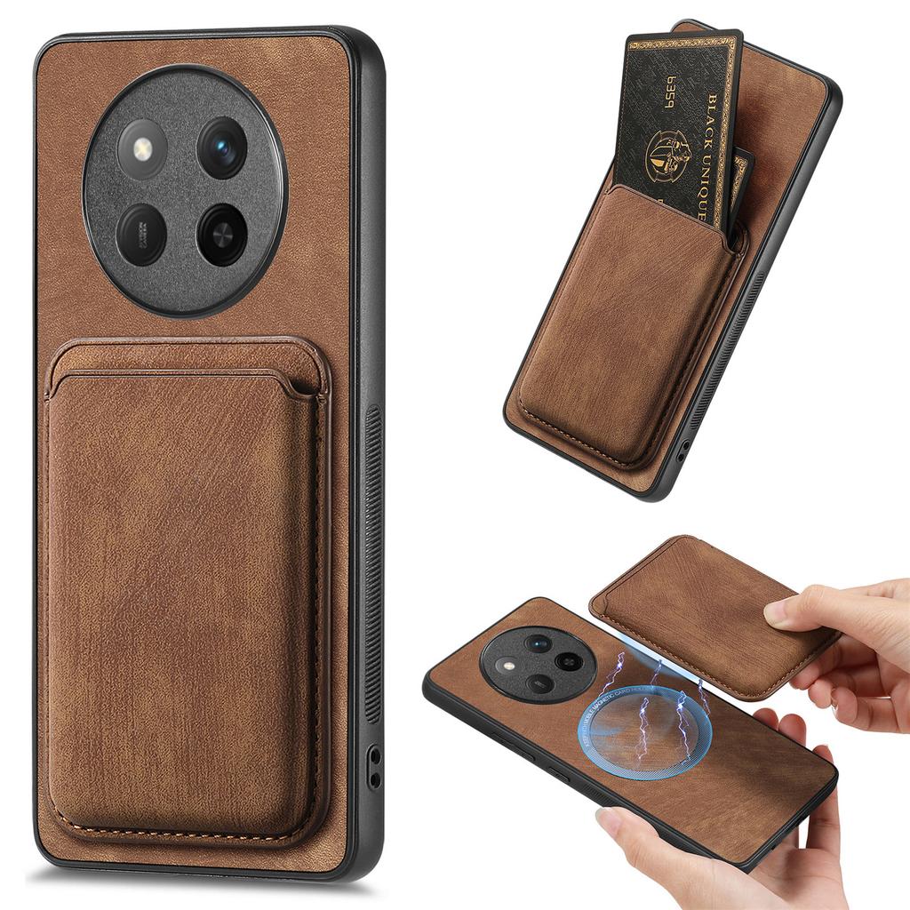 For Honor X60 Pro 5G/Honor Magic7 Lite 5G/Honor X9c 5G Case Compatible with MagSafe Leather Back Cover with Detachable Card Holder