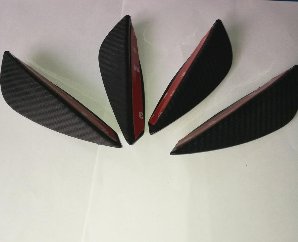4pcs ABS Carbon Fiber Style Car Front Bumper Fins Lip Canards Splitter Trim Kit