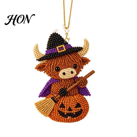DIY Beaded Kit Highland Cow Beading Kit, Cute 3D Bead Craft Pendant No Tools Needed with Colorful Beads And Instructions, Handmade Beadwork for Adults