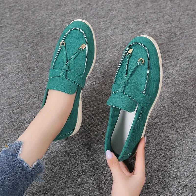 New Women Loafers Shoes Casual Flat Shoes Leather Cashmere Single Shoes Ladies Walking Non Slip Chaussure Femme