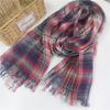 Pure Linen Plaid Scarf Women'S Light And Breathable Japanese Sweet Style Women'S Shawl Silk Scarf