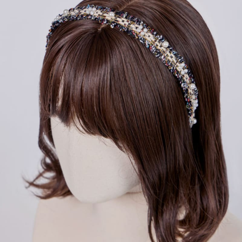 MAIA Твидовая повязка на голову с жемчугом P - Зеленая