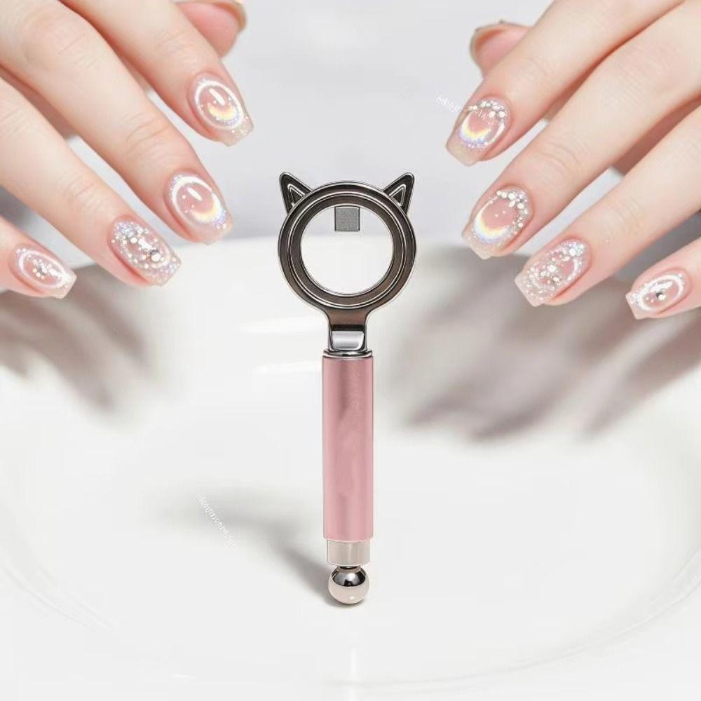 Non-slip Handle Magnetic Nail Art Tool Circular Ring Hollow Cat Eye Magnet Beginner Friendly