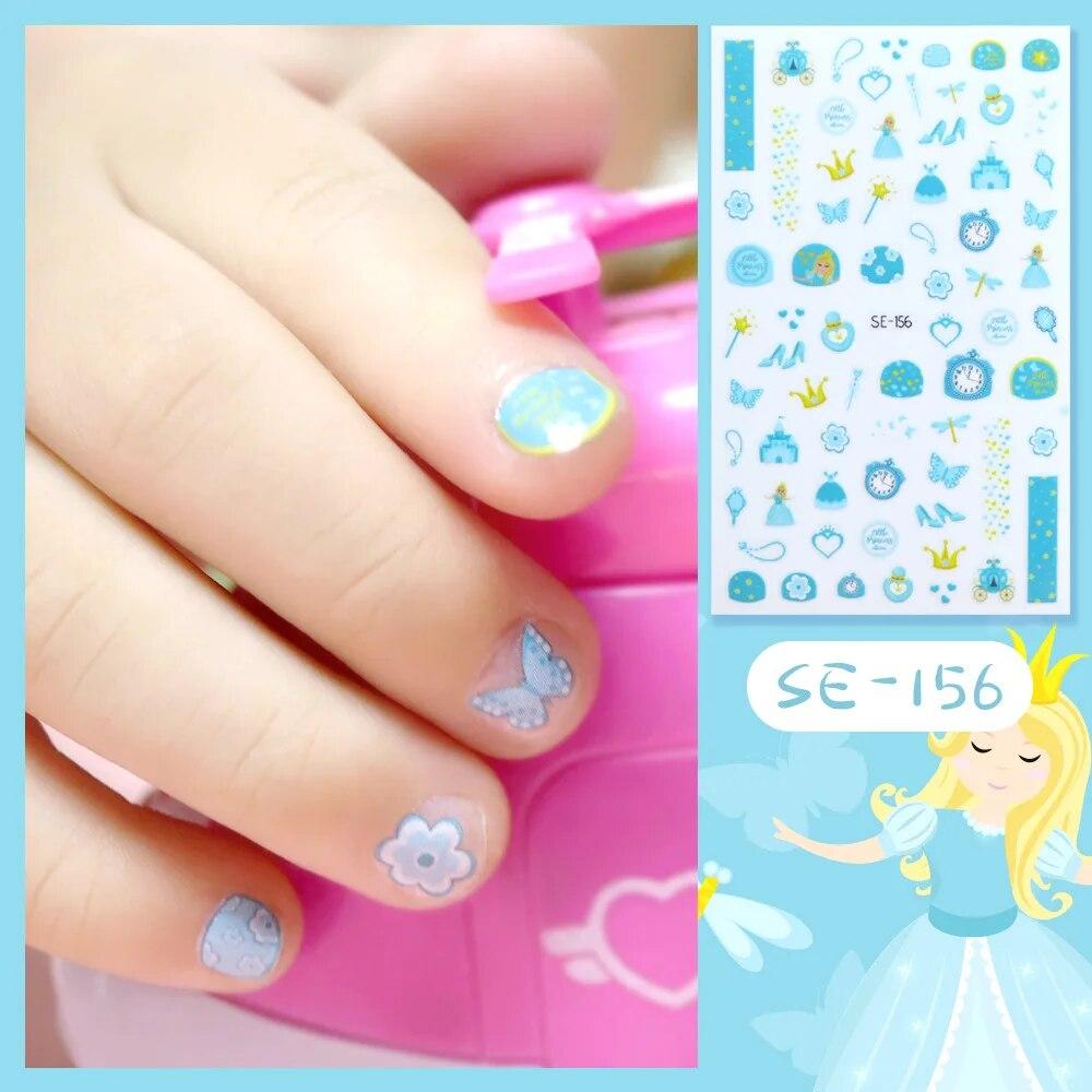 Новые детские наклейки для ногтей принцессы с героями мультфильмов, блестящие разноцветные цветы, наклейка «сделай сам», детская игрушка, каваи, украшения для девочек
