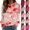 Женская модная повседневная толстовка с длинным рукавом и принтом на День святого Валентина и круглым вырезом