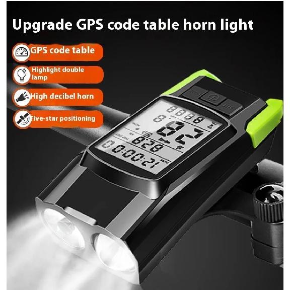 GPS Велосипедный Фонарь Спидометр Звонок 3 в 1 Многофункциональный Перезаряжаемый Велосипедный Передний Фонарь Велокомпьютер Аксессуары для Горного Велосипеда