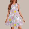 Девочки мода повседневный без рукавов круглый вырез пасхальный принт платье