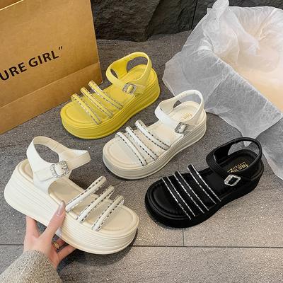 Босоножки для девочки 2025 лето новинка корейская версия платформа интернет-знаменитость маффин с феей стиль с юбкой римские сандалии женские