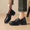 [Top layer sheepskin] Spring 2026 round toe thick soled loafers for women, fashionable and versatile, showing off thin and small leather shoes