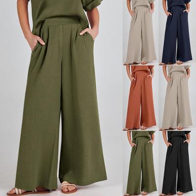 Женские летние повседневные широкие брюки с карманом