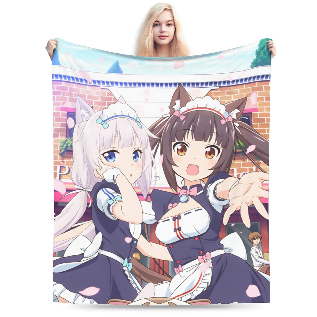 Nekopara Soft Warm Blanket Kids Plush Throw Blanket Novelty Bedroom Flannel Bedspread Sofa Bed Cover