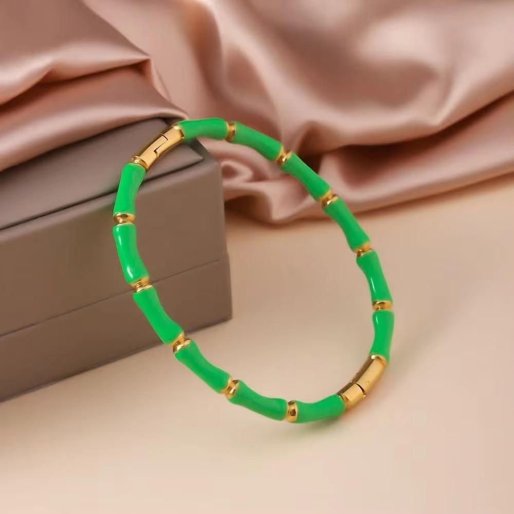 Stainless Steel Enamel Resin Bracelet Colorful Stainless Steel Bangle Bamboo Joint Bangle Party