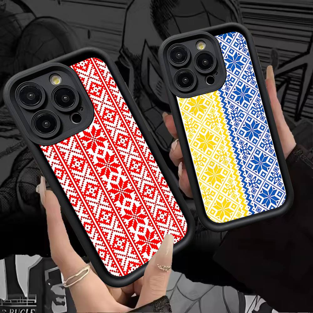 G-Украина Узор Орнамент Для IPhone 17 Pro Max 16 15 14 13 12 11 Plus Черный Мягкий Чехол для Телефона