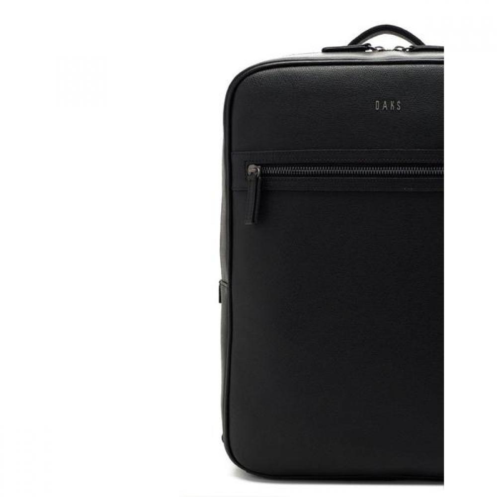 Daks Black Leather Simple Backpack [15 Inch Laptop Compatible] Dbba3e337