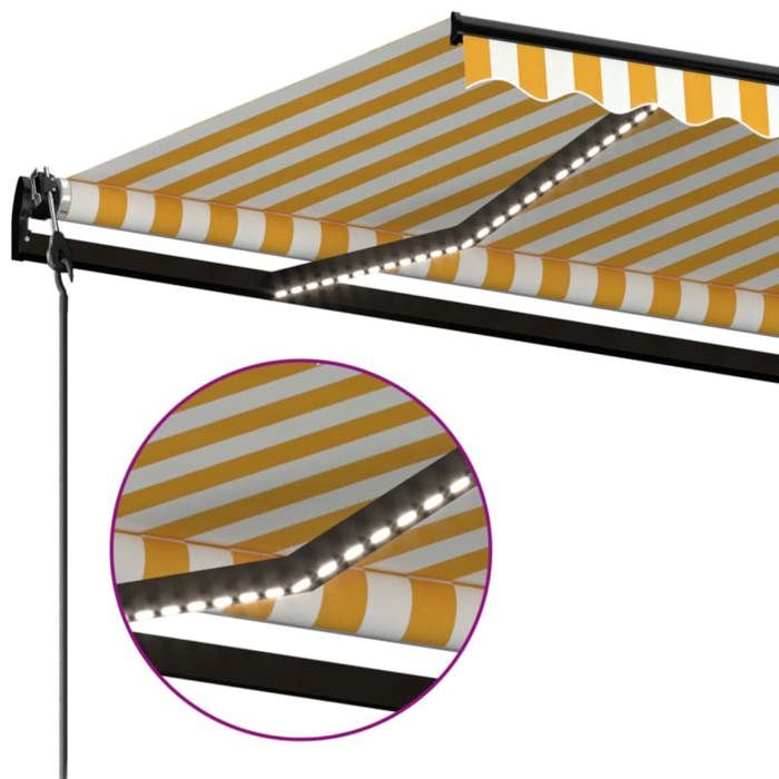 Maison Exclusive - Auvent automatique capteur de vent LED 450x350cm Jaune et blanc