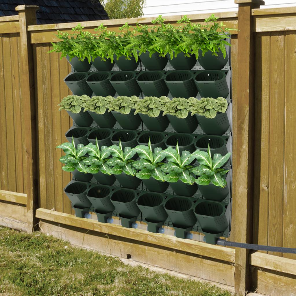 36-Hole Vertical Wall Mounted Planter Set, Large Capacity Self-Watering Garden Growing System, Wall Hanging Planting Baskets