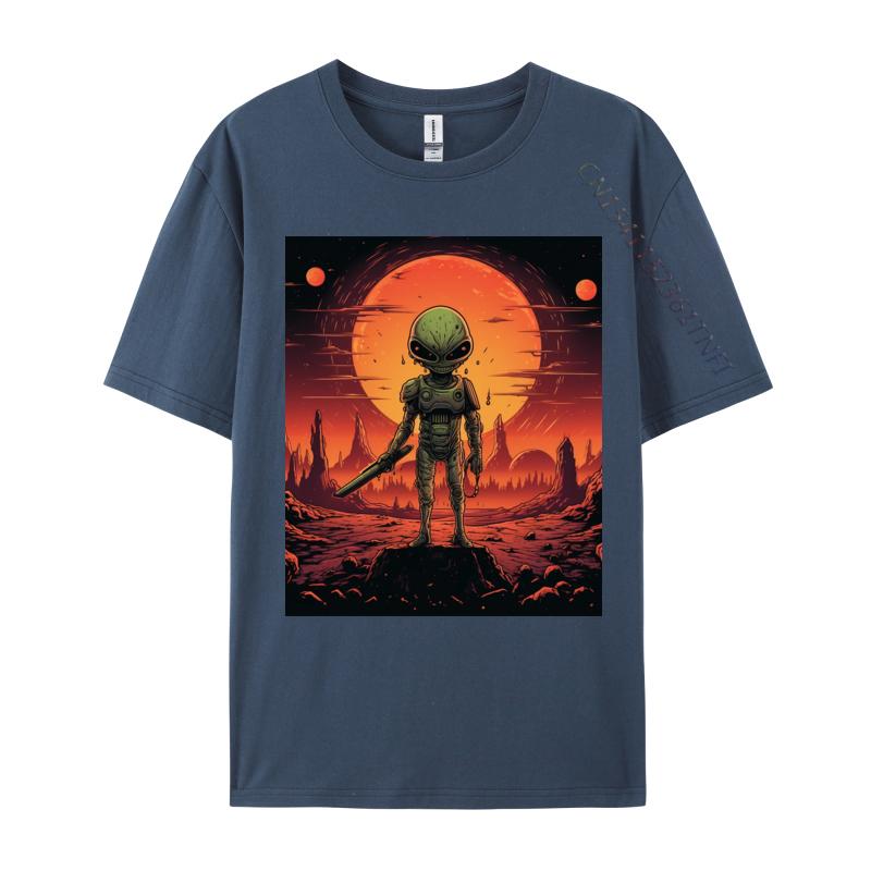Printing Tops Tees Alien In Armor Tshirts 100 Cotton Fabric Student T Shirt Casual Tops Tees Clothing