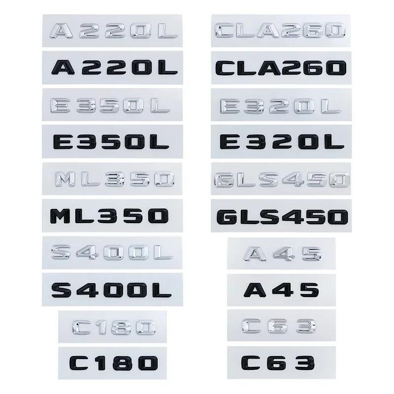 ABS Car Rear Trunk Emblem Sticker Letter Decal for Mercedes benz C63 A45 E320L E350L S400L A220L ML350 GLS450 CLA260 Accessories LZ4