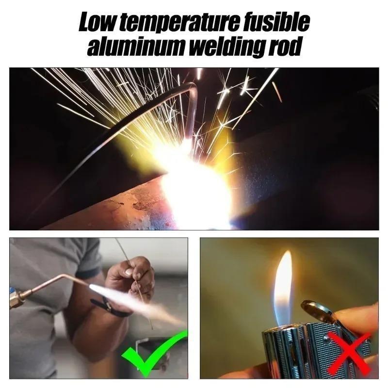 60pcs Low Temperature Easy Melt Aluminum Universal Silver Welding Rod Cored Wire Rod Solder No Need Solder Powder Weld Bar