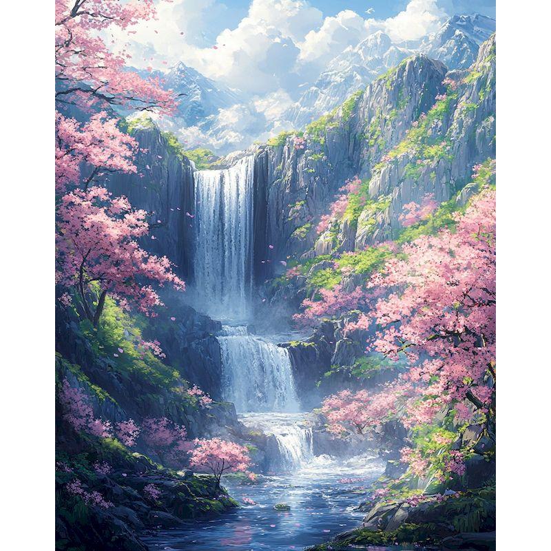 Алмазная картина Лесной водопад Пейзаж Вышивка крестом Мозаика Картина со стразами Вышивка Домашний декор