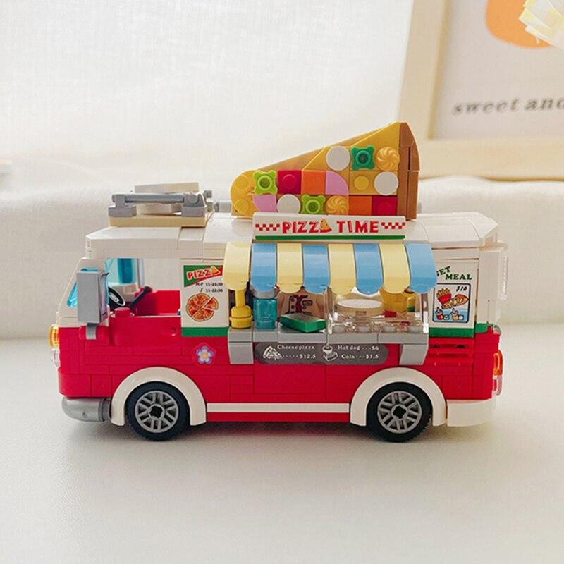 LOZ 1739 Dream Парк Развлечений Еда Грузовик Пицца Автомобиль 3D Модель DIY Мини-Конструкторы Кирпичи Строительная Игрушка для Детей Подарок без Коробки