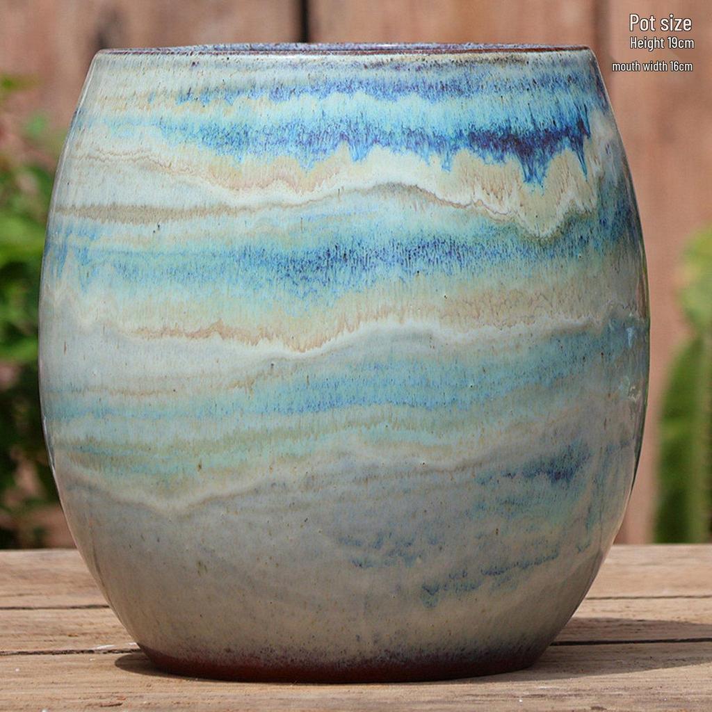 Large Ceramic Terracotta Flower Pot for Balcony and Living Room - Ideal for Succulents, Orchids, Green Radish, and Plants