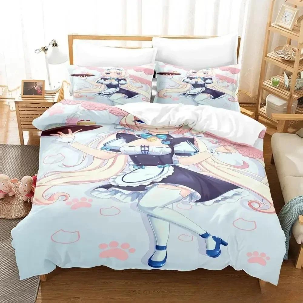 Аниме Каваи Молодые Девушки Nekopara Комплект Постельного Белья 3D Печать Подходит для Спальни Мягкий Комплект Пододеяльника С Наволочками Дети Дети Домашний Текстиль