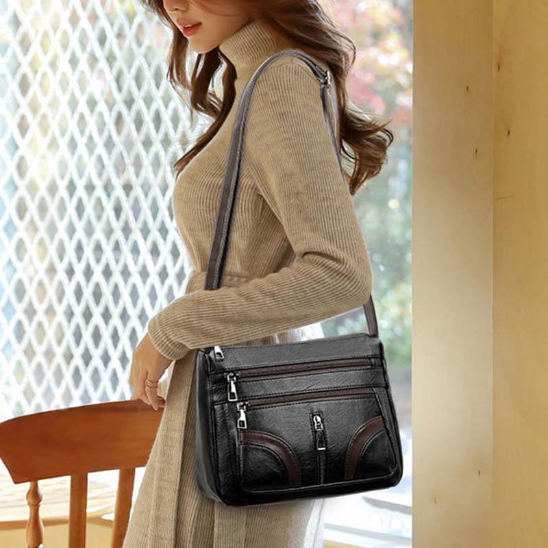 Многослойная женская сумка с текстурой овчины, модная сумка через плечо большой вместимости, женская сумка через плечо среднего возраста, материнские сумки