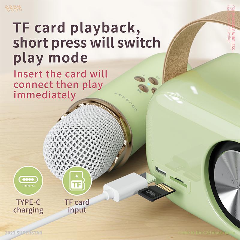 VAORLO Bluetooth-динамик с поддержкой беспроводного микрофона, караоке, TF-карта, FM-игра, Hi-Fi сабвуфер, высокая совместимость, громкая связь, звонки