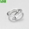 New Creative Personality Simple Fashion 925 Sterling Silver Jewelry Hug Hand Peace Love Exquisite Opening Rings R092