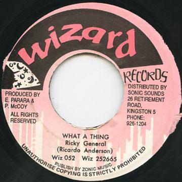 7-дюймовая пластинка RICKY GENERAL - What A Thing НИКАКОЙ Wizard Records 1996 Ямайка Регги, Ска и Даб Б/У
