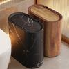 Modern Waste Basket Large Capacity Marble Pattern Trash Can Multi-Purpose Use Bathroom Narrow Small Garbage Bin with Lid