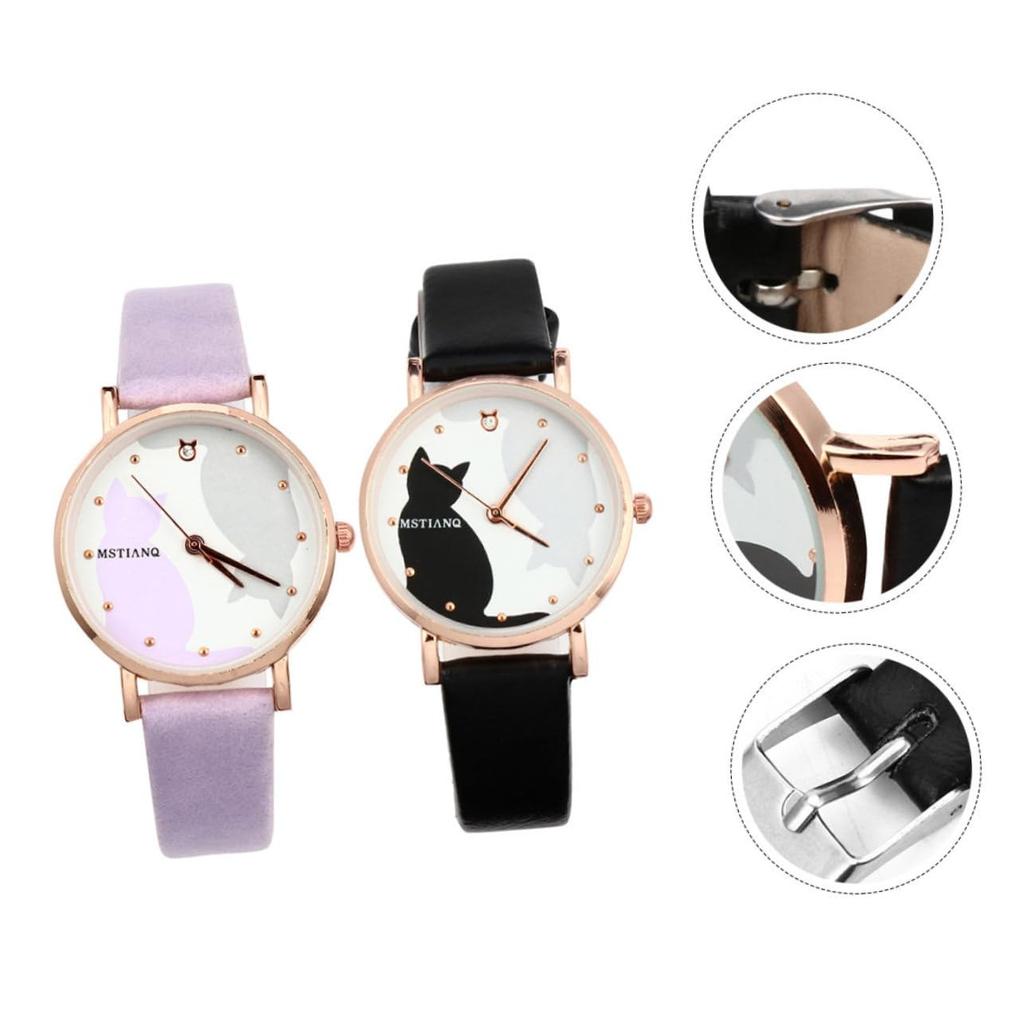 MUCKLILY Мультфильм Кот Часы Часы 2 шт Детские Девочки Часы Женские Часы Детские Часы Девочки Часы Кошка Часы Девочки Ученики начальной школы Lilojes