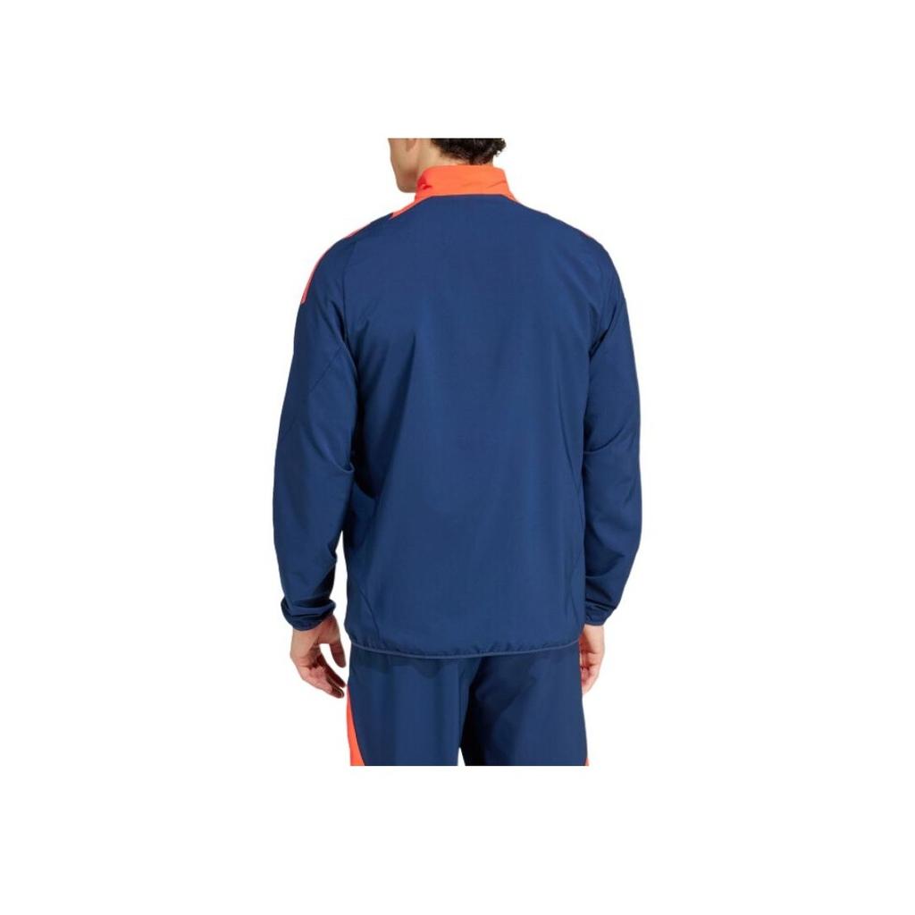 Adidas Manchester United Tiro 24 Logo Slim Fit Stand Collar Long Sleeve Jacket Men Jacket Night-Blue Bright-Red IT2001