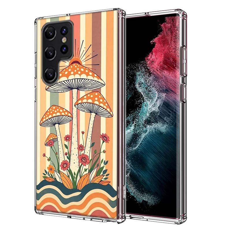 Boho Hippy Mushroom Sunrise Capa Phone Case For Samsung S26 Ultra S25 Edge Galaxy S23 S21 S20 S24 FE S22 S10 Plus Cover Clear TP