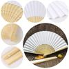 4Pcs 7/10/12 Inch DIY Painting Fan White Blank Foldable Fan Gifts Tai Chi Hand Fan Wedding Party