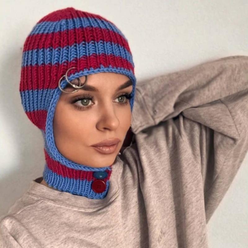 Новая вязаная вручную забавная шерстяная шапка с длинным роговым кружевом клоунская шапка-пуловер