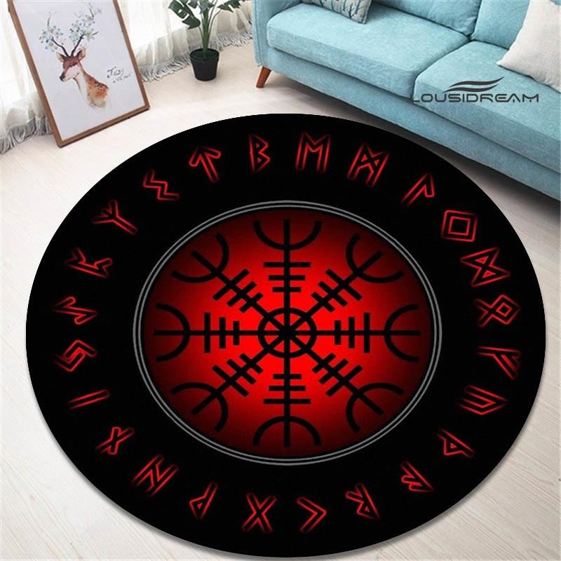 Круглый ковер с принтом viking vegvisir, красивый нескользящий ковер для гостиной, спальни, реквизит для фотосъемки, подарок на день рождения
