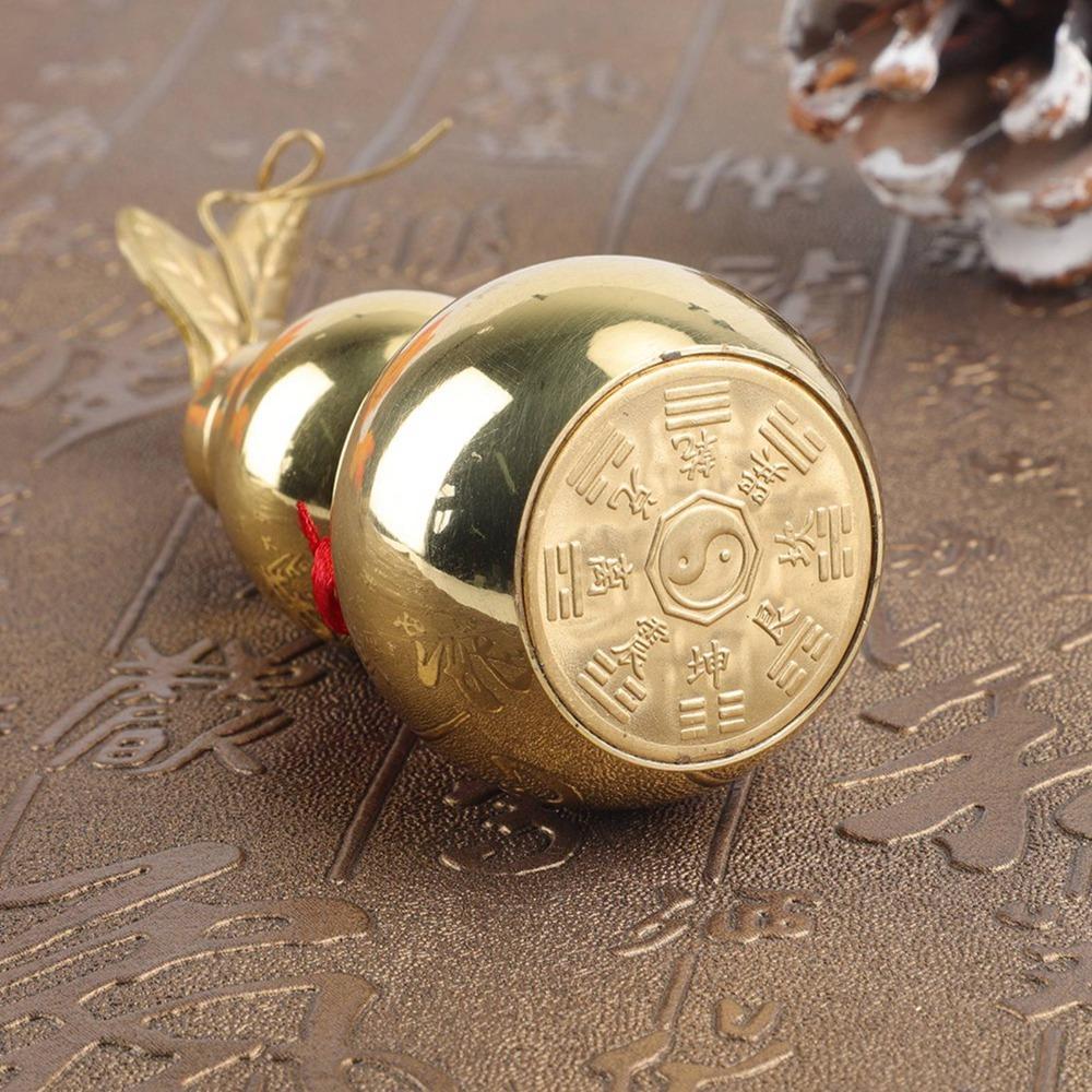 Smooth Surface Brass Gourd Open Cover Hu Lu Statue Statues Feng Shui Gourd Feng Shui Decoration