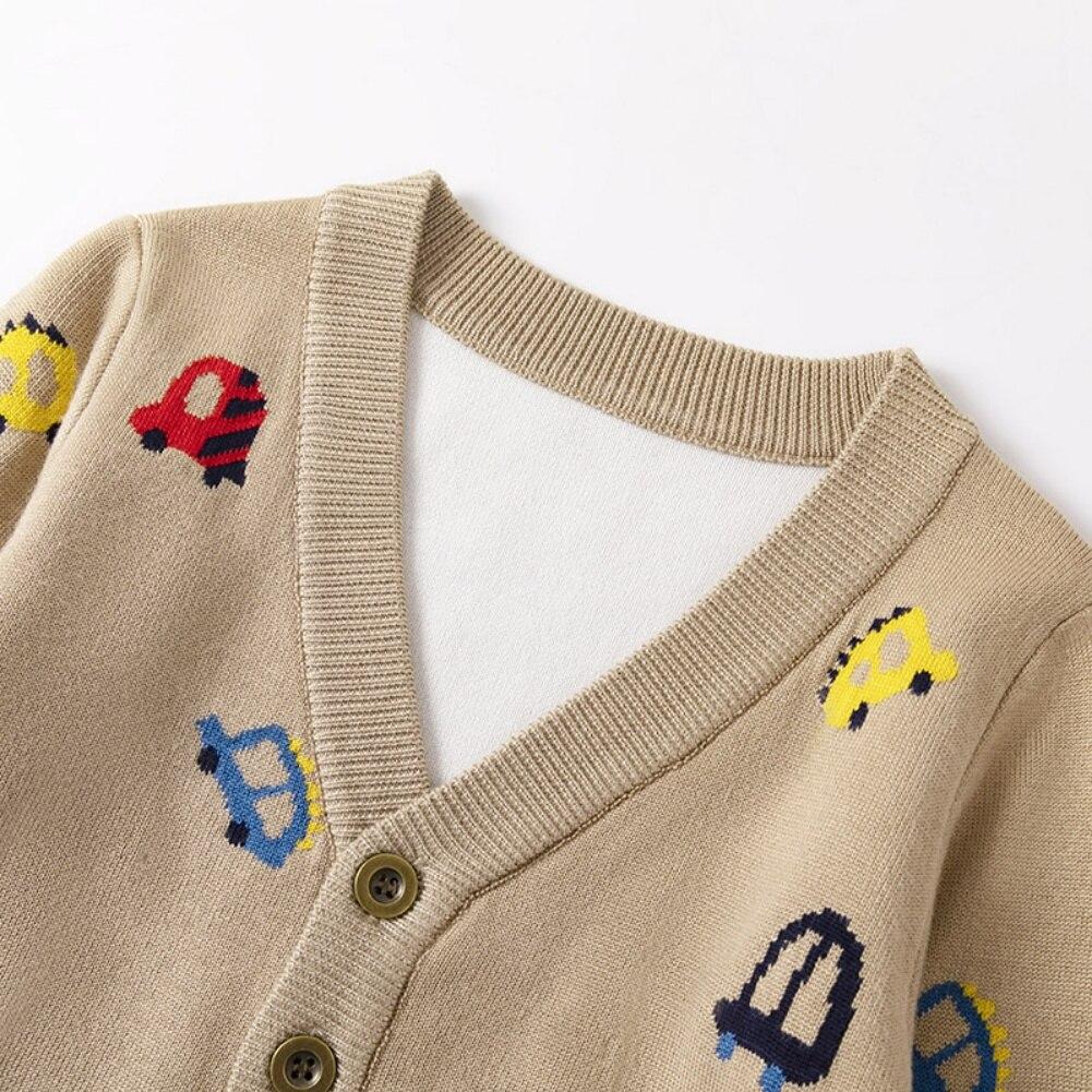 Spring And Fall Children Cardigans Cartoon Car Print Sweater Cardigans Jacket Coat Boys Toddler Kids Clothing
