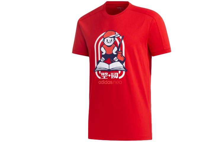 adidas Мужские футболки Neo Красная с круглым вырезом Умеренно прямой крой GK1482
