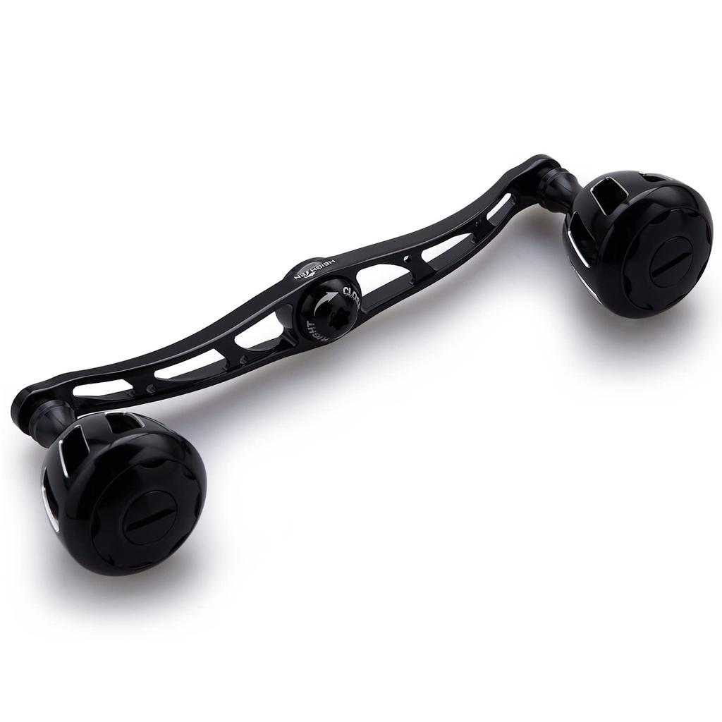 HEIGHTEN 130/120mm Reel Handle with 32mm Knob, Compatible with Shimano, Daiwa, and Abu Garcia Baitcasting Reels, Wheel Series (Black) (525)