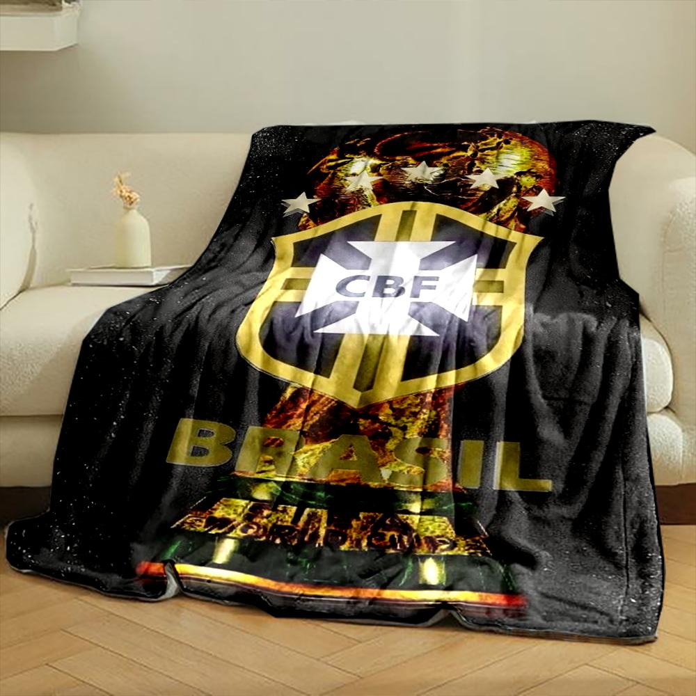 Brazil CBF Logo Designed Flannel blanket for bedroom, living room, sofa, and nap
