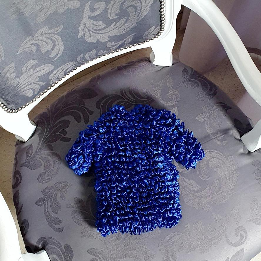 Pleated Pineapple Wrinkled Bubble Shirt, Versatile Magic Suit, Short Sleeve, Solid Color, Transparent, Loose, Three-dimensional, Women's Top