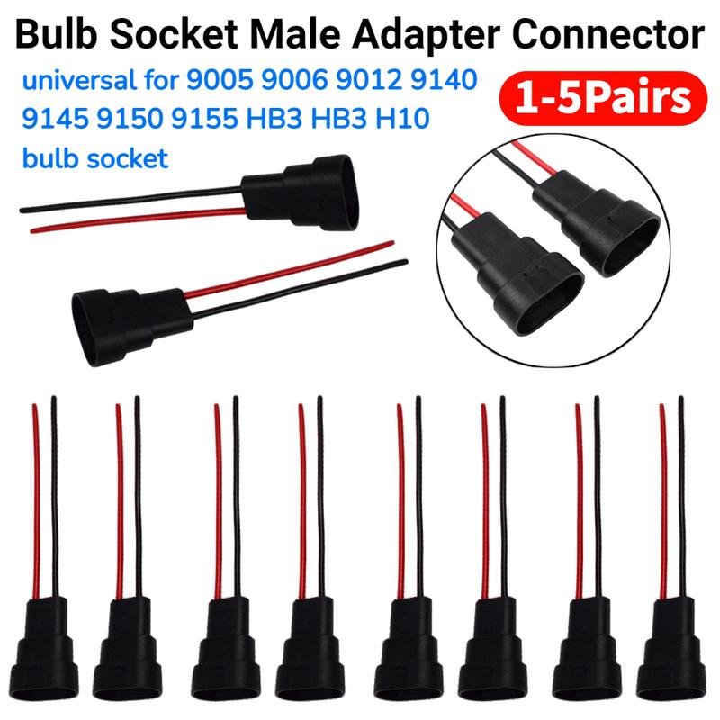 For HB3 9006 HB4 H10 Harness Male Socket Adapter Car Headlight Wiring Harness Connector Fog Light Bulb Base Socket Cable Plug